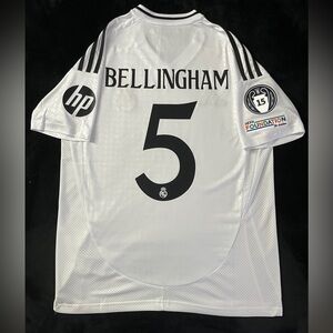 Bellingham #5 Real Madrid UCL Home Soccer Jersey White 2025